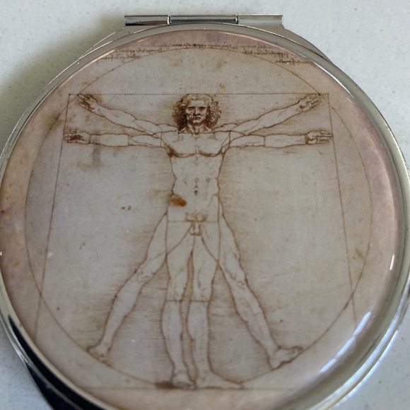 Vintage Compact Mirror Da Vinci Vitruvian Man - Picture 1 of 9